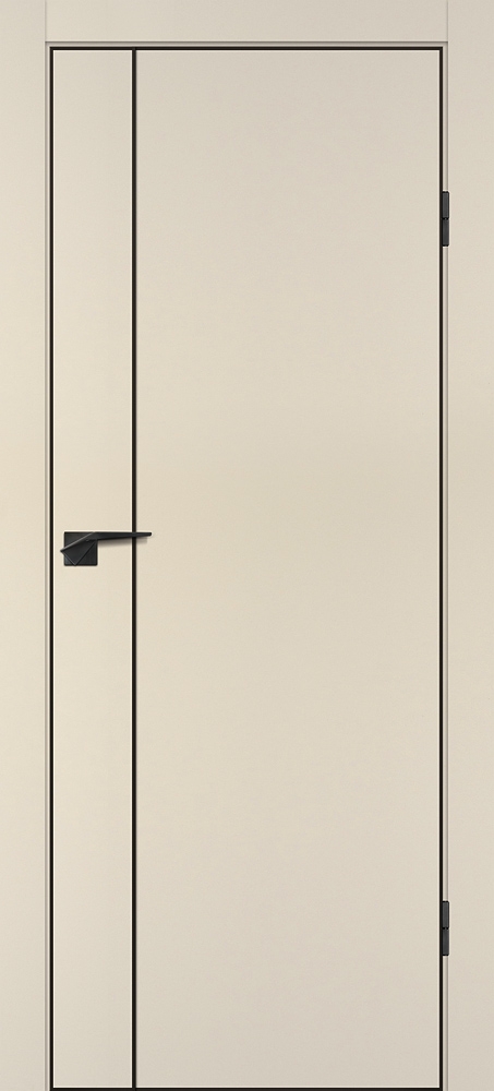 Межкомнатная дверь P-21  черный молдинг PET,  кромка ABS черная c 4-х ст. Бежевый матовый