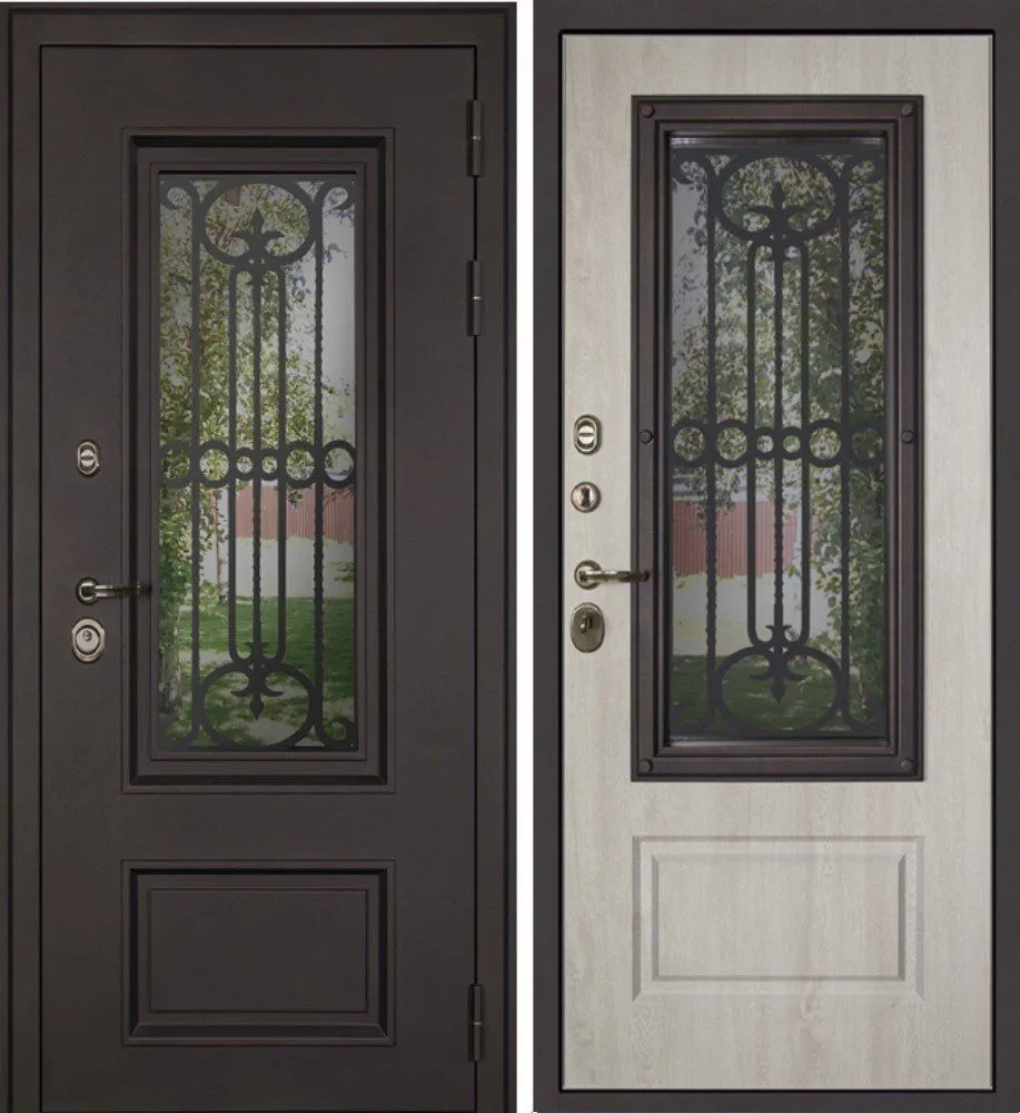 Фото Дверь Аляска с Окном и Лазерной Резкой Терморазрыв DIS007259