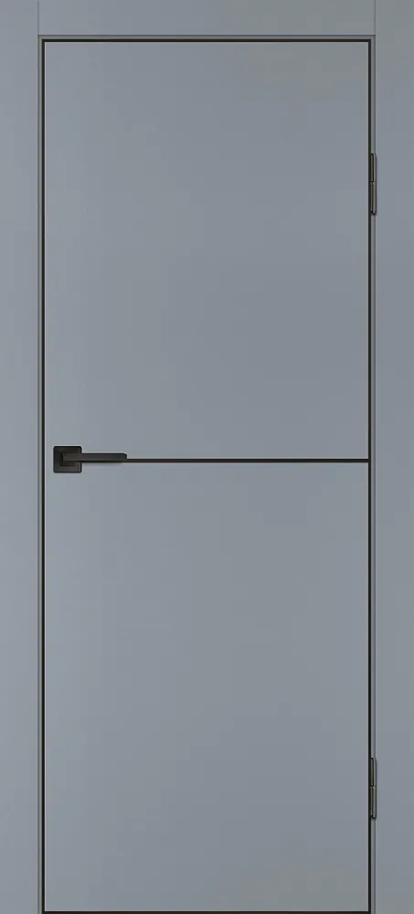 Межкомнатная дверь P-19  черный молдинг PET,  кромка ABS черная c 4-х ст. Серый матовый