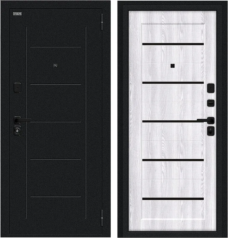 Дверь Браво Борн/SBlack Букле черное/Riviera Ice DIS007404